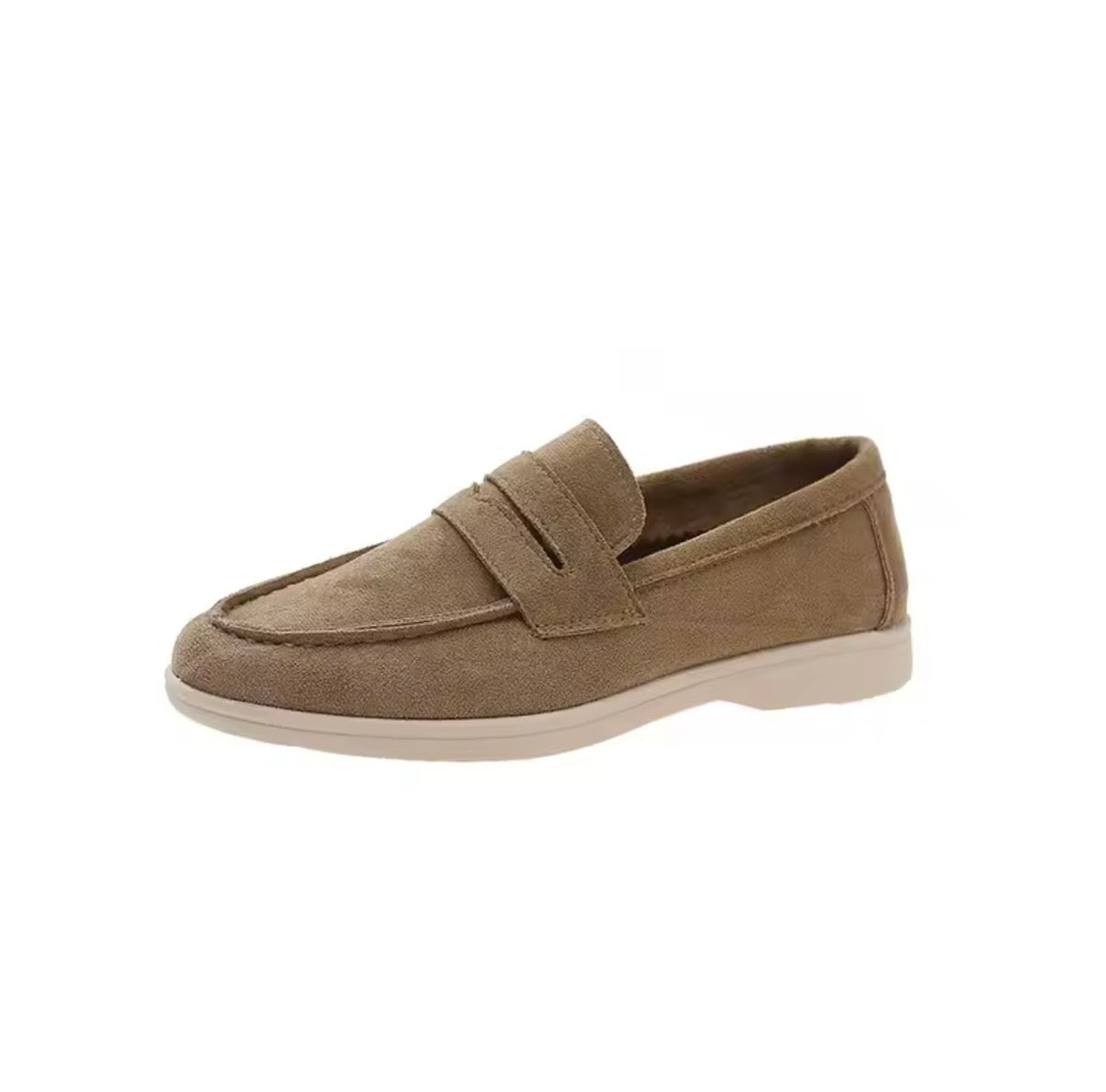 Roma Khaki Suede Loafers – Minimalist Slip-On Shoes