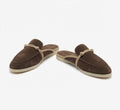 Sorrento Khaki Velvet Clogs – Leather Detail