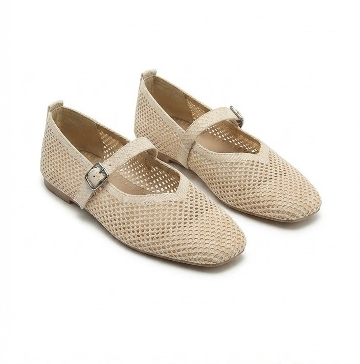 Milan Soft Beige Fabric Ballet Flats – Minimalist Slip-On Shoes