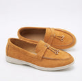 Orange Suede Loafers – Minimalist Slip-On Shoes