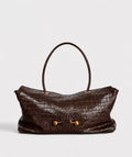 Geneva Brown Croc-Effect Handbag – Structured Medium-Large Bag