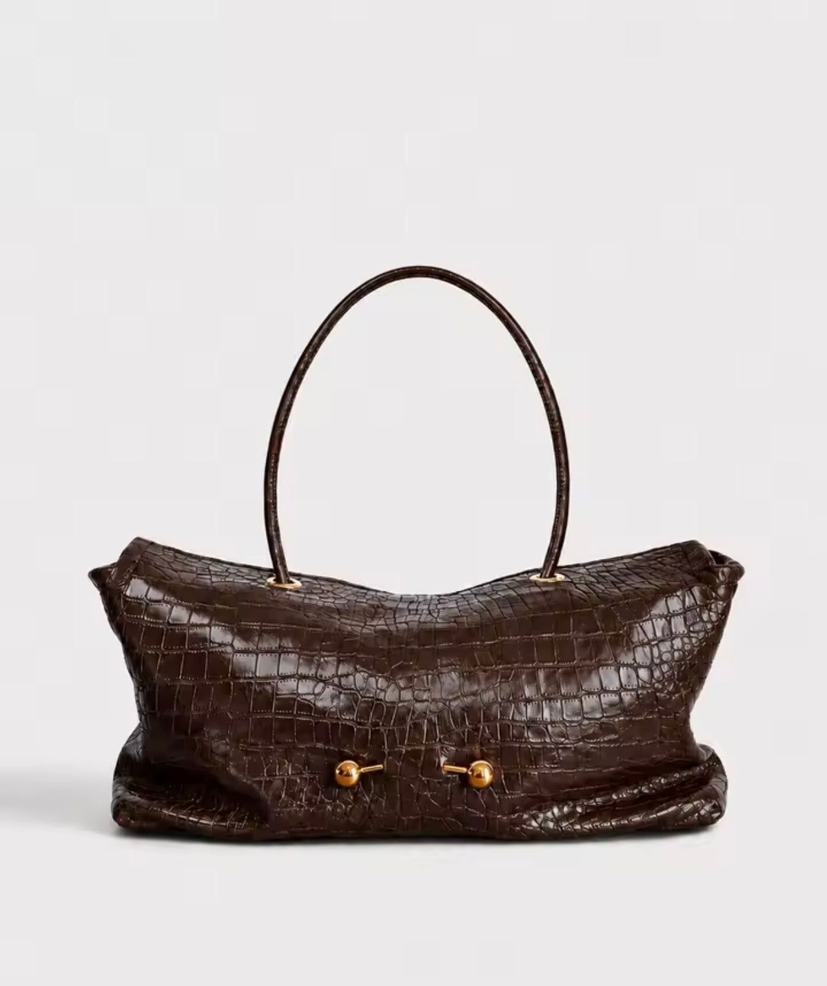 Geneva Brown Croc-Effect Handbag – Structured Medium-Large Bag