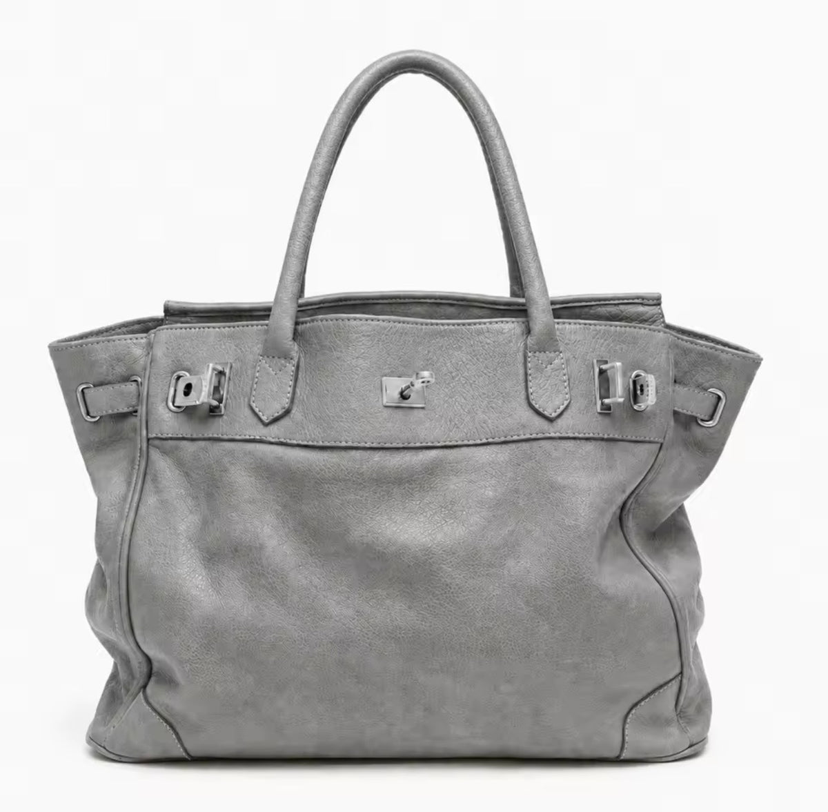 Beverly Grey Structured Handbag – Elegant Large Tote Bag