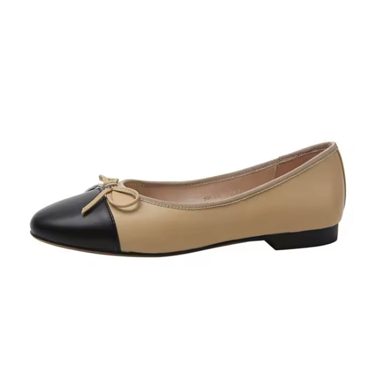 Biarritz Khaki & Black Ballet Flats – Elegant Two-Tone Style