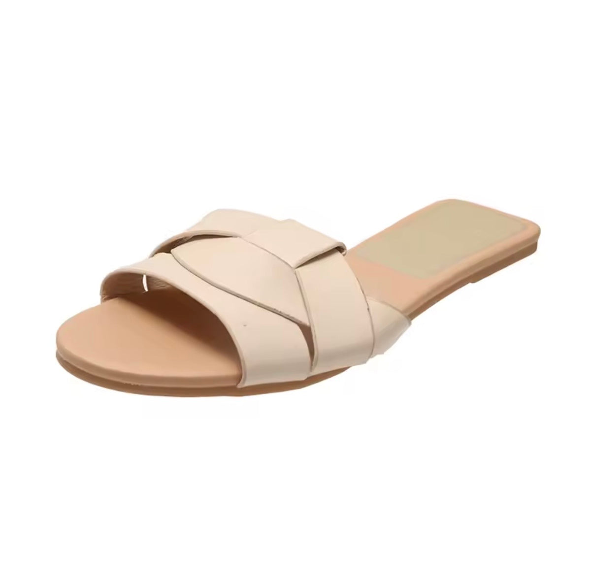 Beige Minimalist Flat Sandals – Slip-On Summer Shoes