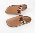 Toscana Camel Textured Leather Clogs – Flat Comfort Style
