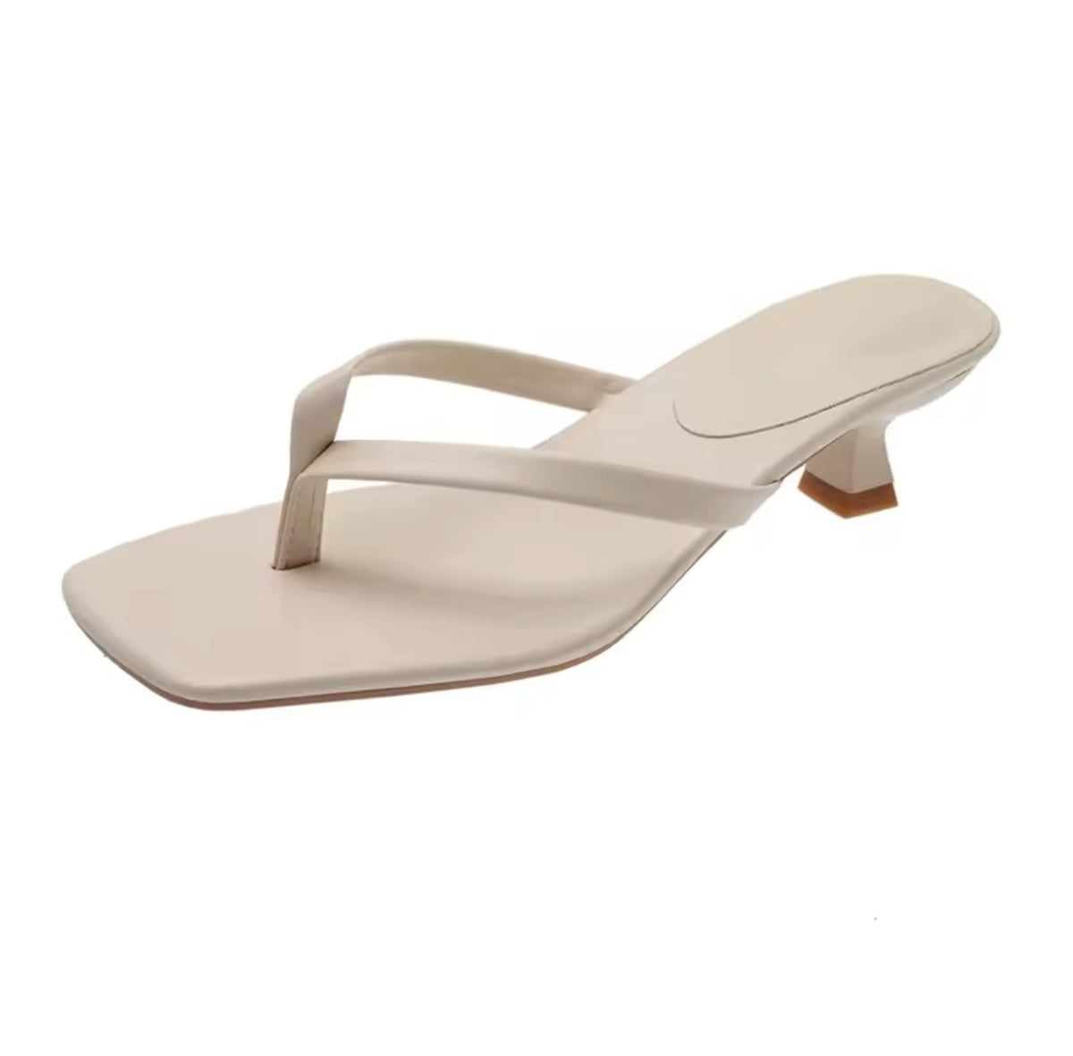 Capri Beige Toe-Loop Heeled Sandals – Minimalist Summer Shoes