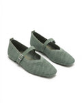 Milan Soft Olive Green Fabric Ballet Flats – Minimalist Slip-On Shoes