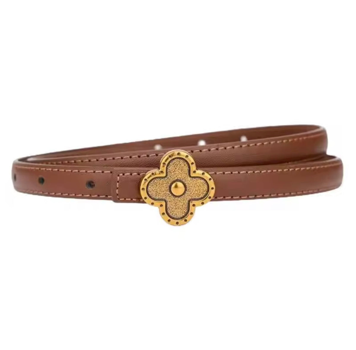 Clover Brown Belt – Four-Leaf Clover Buckle