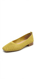 Alba Yellow Mesh Fabric Shoes – Low Heel