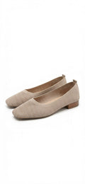 Alba Beige Mesh Fabric Shoes – Low Heel