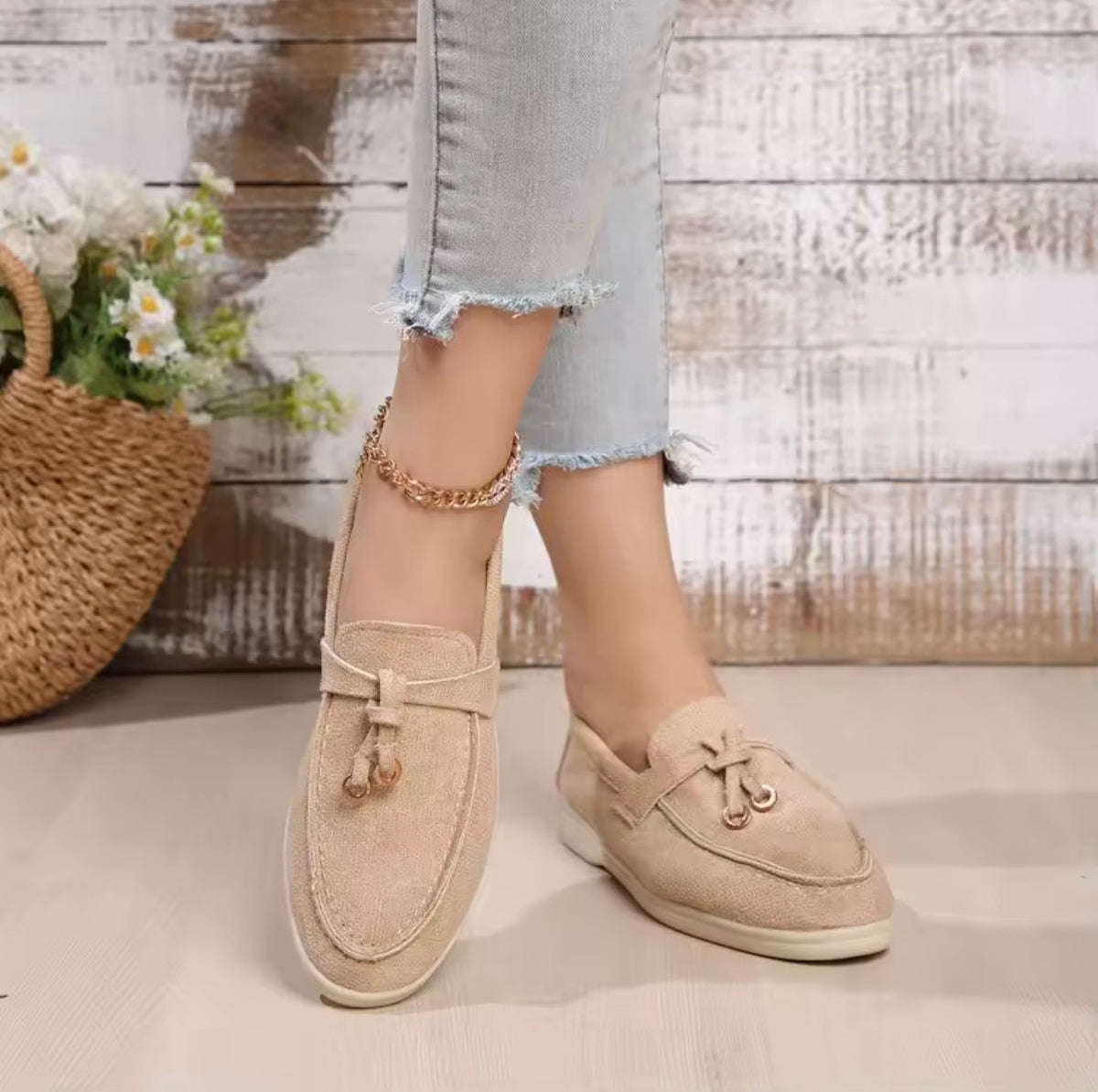 Beige Suede Loafers – Minimalist Slip-On Shoes