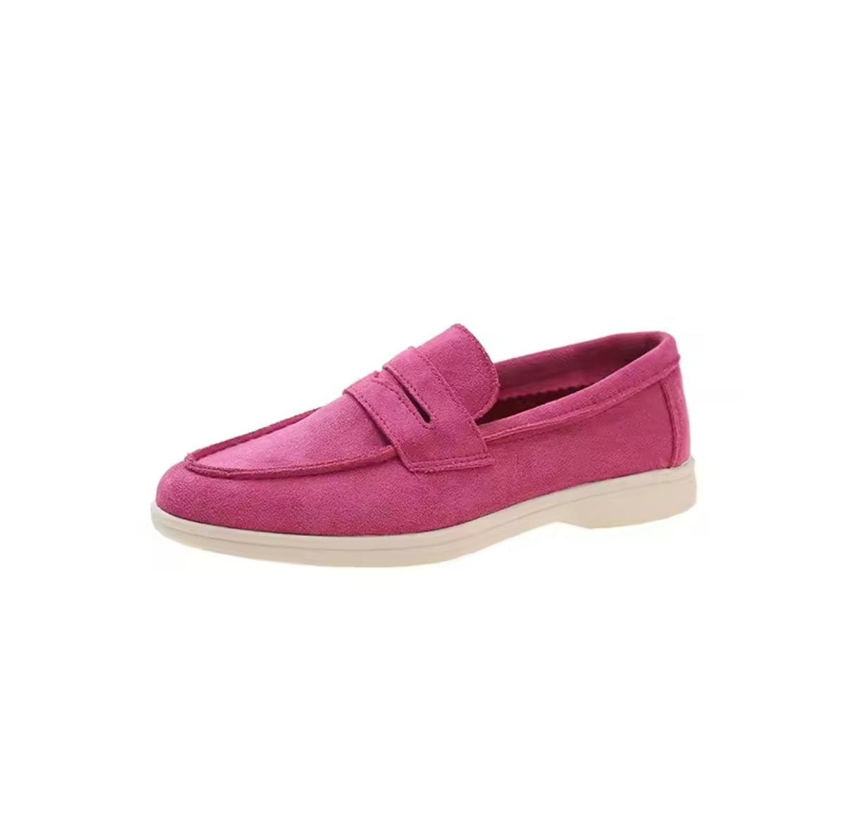 Roma Fuchsia Suede Loafers – Minimalist Slip-On Shoes