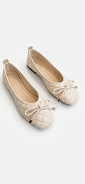 Elise White Quilted Ballet Flats – Padded Slip-On Shoes