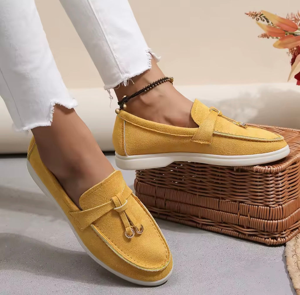 Mustard Suede Loafers – Minimalist Slip-On Shoes