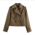 Prague Khaki Cropped Trench Jacket – Elegant Tailored Style