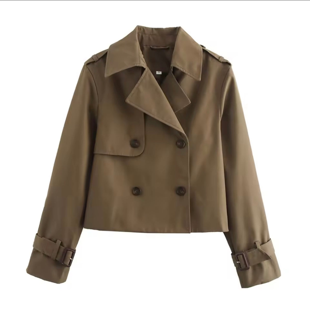 Prague Khaki Cropped Trench Jacket – Elegant Tailored Style