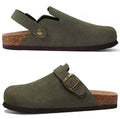 Dark Olive Green Suede Clogs – Versatile Minimalist Slip-On Shoes
