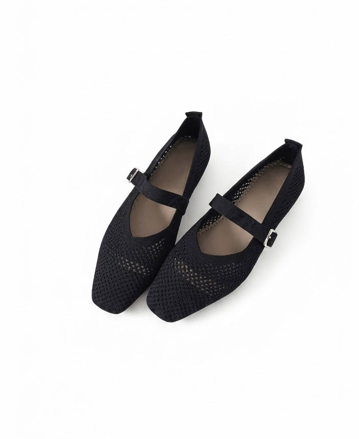 Milan Soft Black Fabric Ballet Flats – Minimalist Slip-On Shoes