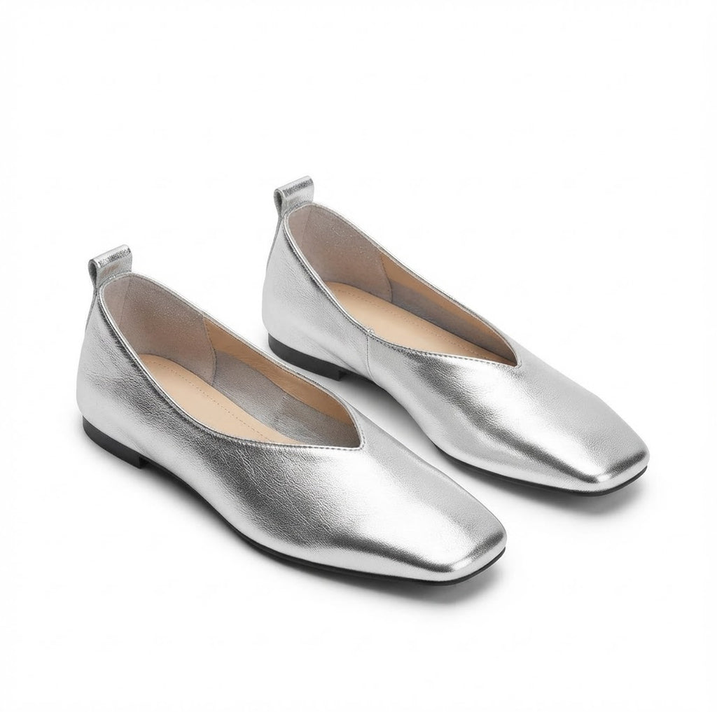 Siena Silver Ballet Flats – Vintage Inspired Style