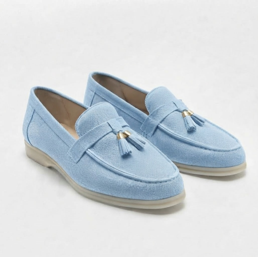 Blue Suede Loafers – Minimalist Slip-On Shoes