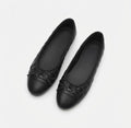 Biarritz Black Quilted Ballet Flats – Elegant Textured Style