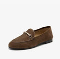 Florence Dark Brown Corduroy Loafers – Classic Metal Detail