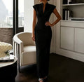 Monza Black Elegant Fitted Dress