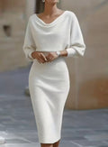 Amelia White Long Sleeve Midi Dress