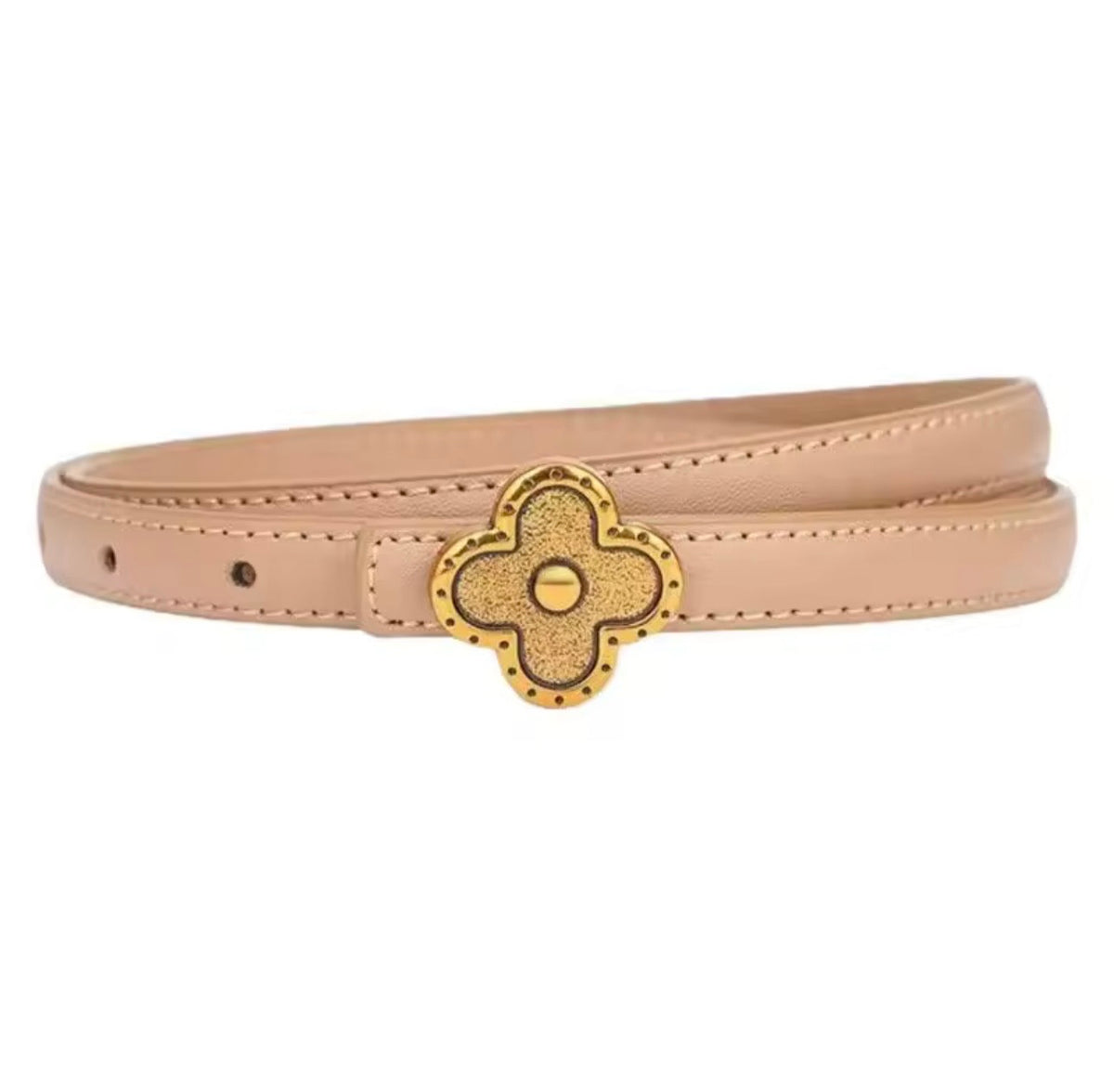 Clover Khaki Belt – Four-Leaf Clover Buckle