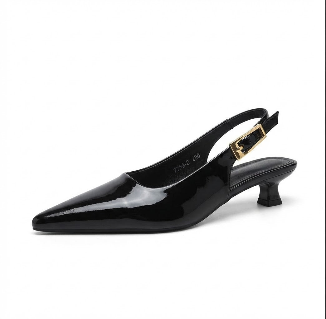 Paris Black Pointed-Toe Heeled Shoes – Elegant Office Style