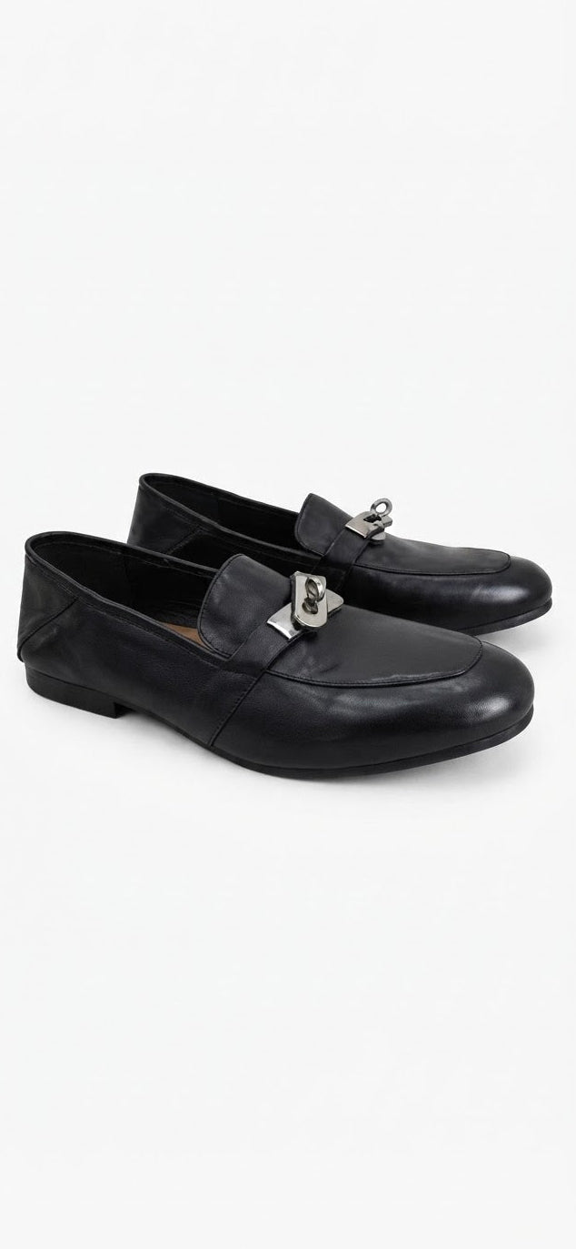 Avenue Black Leather Loafers