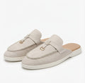 Roma Off-White Suede Mules – Minimalist Backless Slip-On Shoes