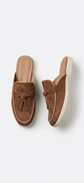 Roma Brown Suede Mules – Minimalist Backless Slip-On Shoes
