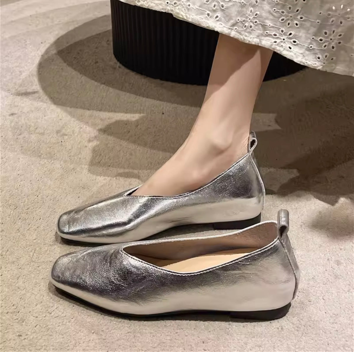 Siena Silver Ballet Flats – Vintage Inspired Style