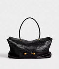 Geneva Black Croc-Effect Handbag – Structured Medium-Large Bag