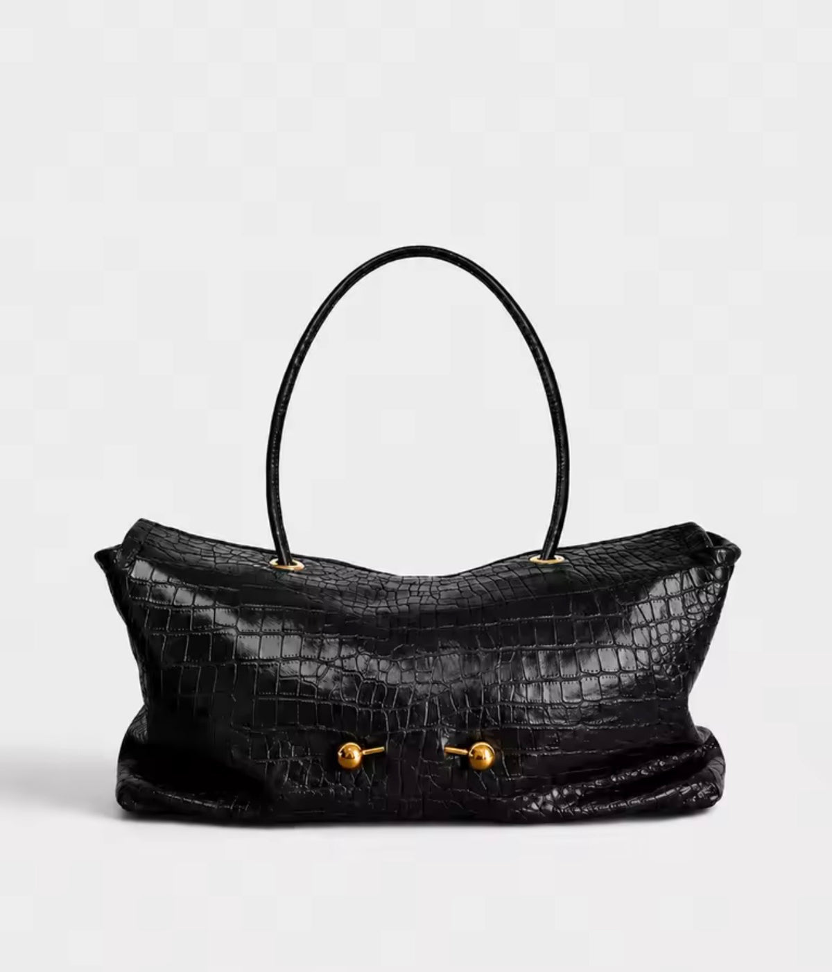 Geneva Black Croc-Effect Handbag – Structured Medium-Large Bag