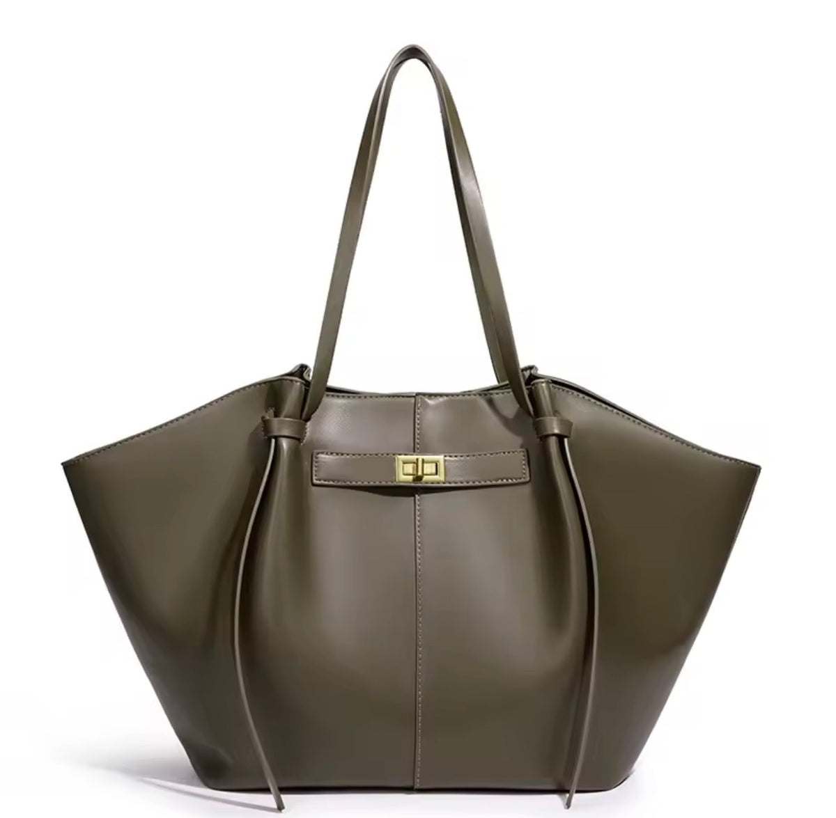 Paris Olive Green Faux Leather Handbag – Minimalist Everyday Bag