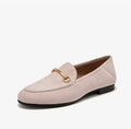 Florence Beige Corduroy Loafers – Classic Metal Detail