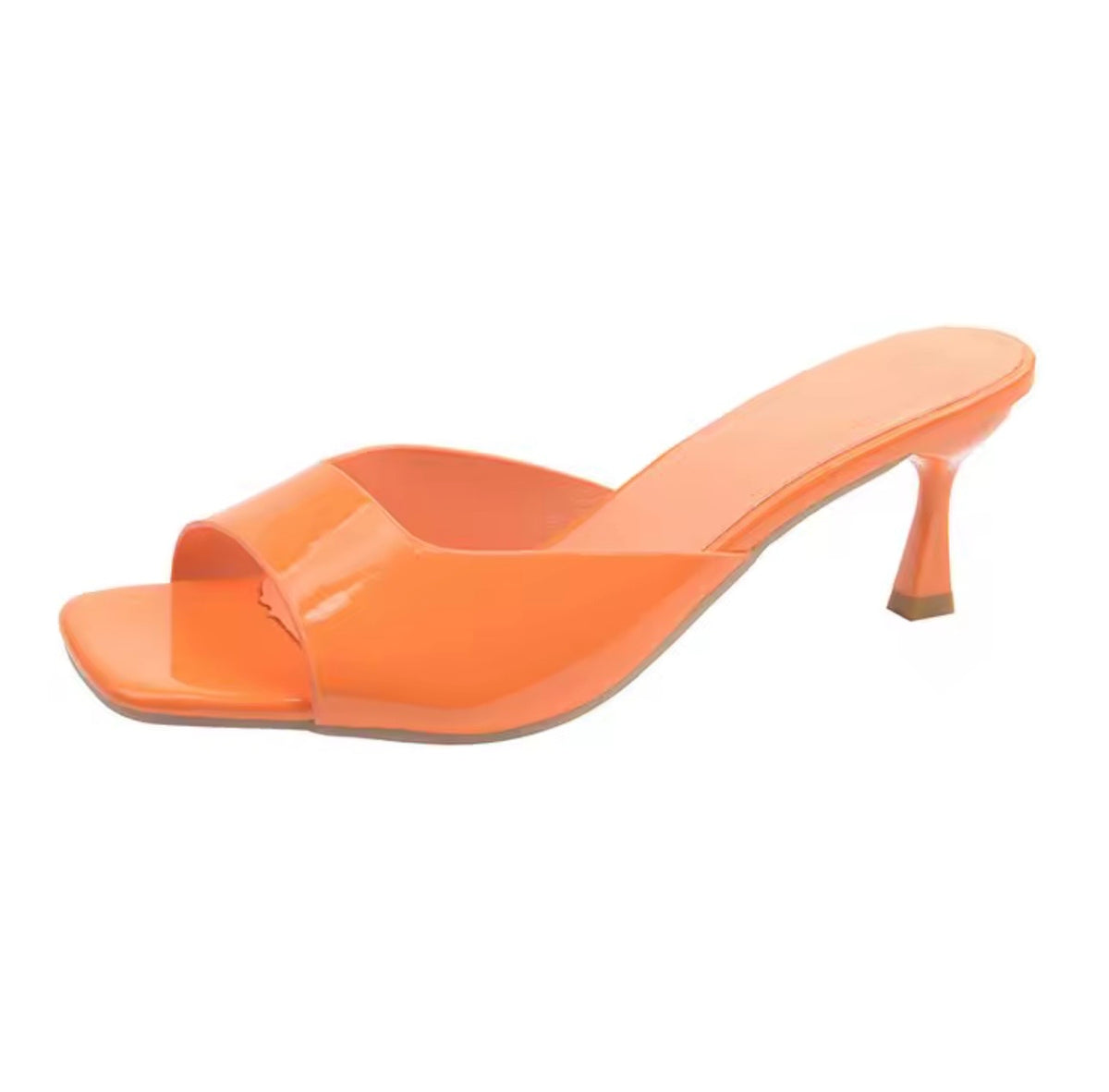 Siena Orange Open-Toe Heeled Sandals – Slip-On Style