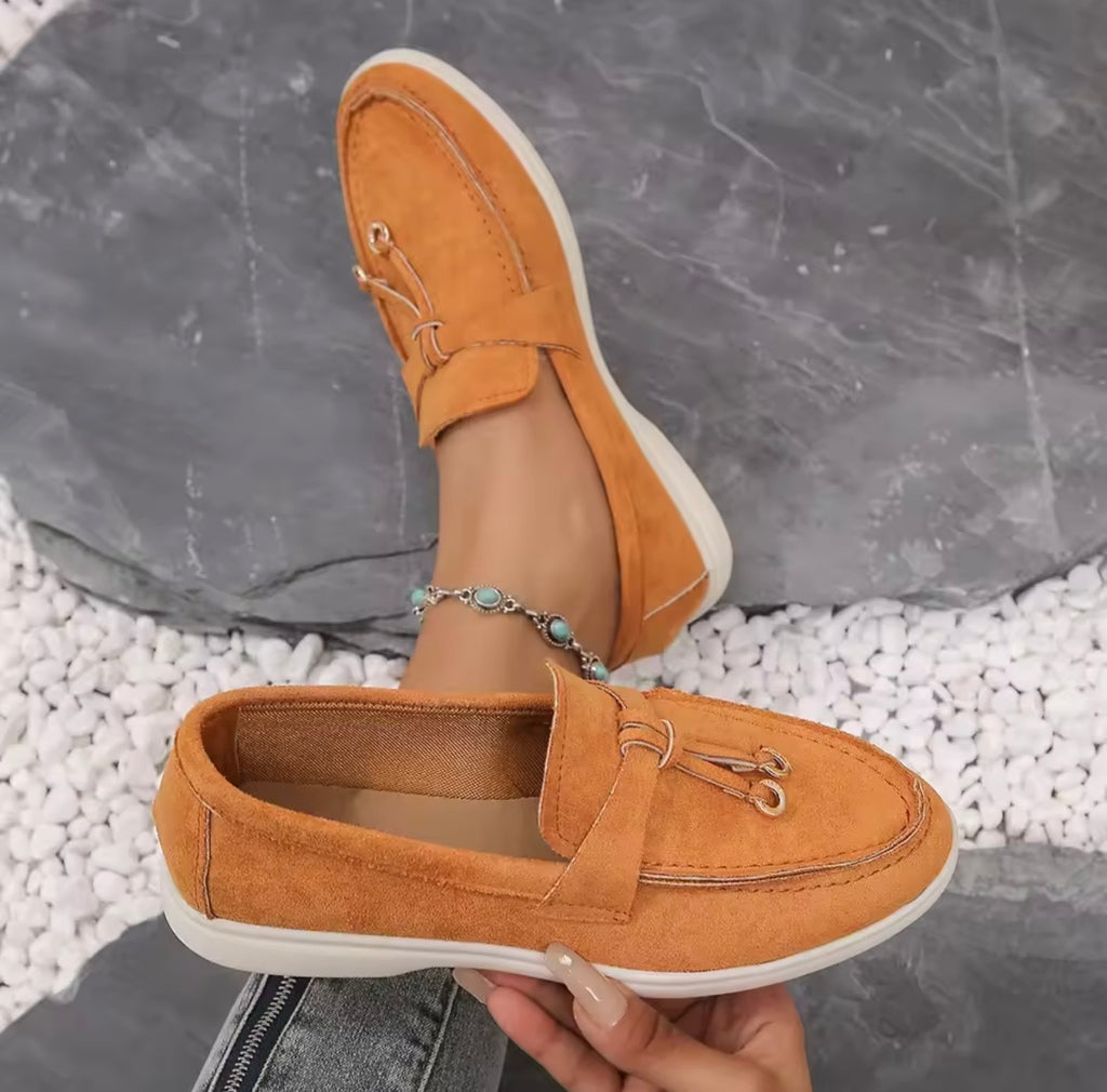 Orange Suede Loafers – Minimalist Slip-On Shoes