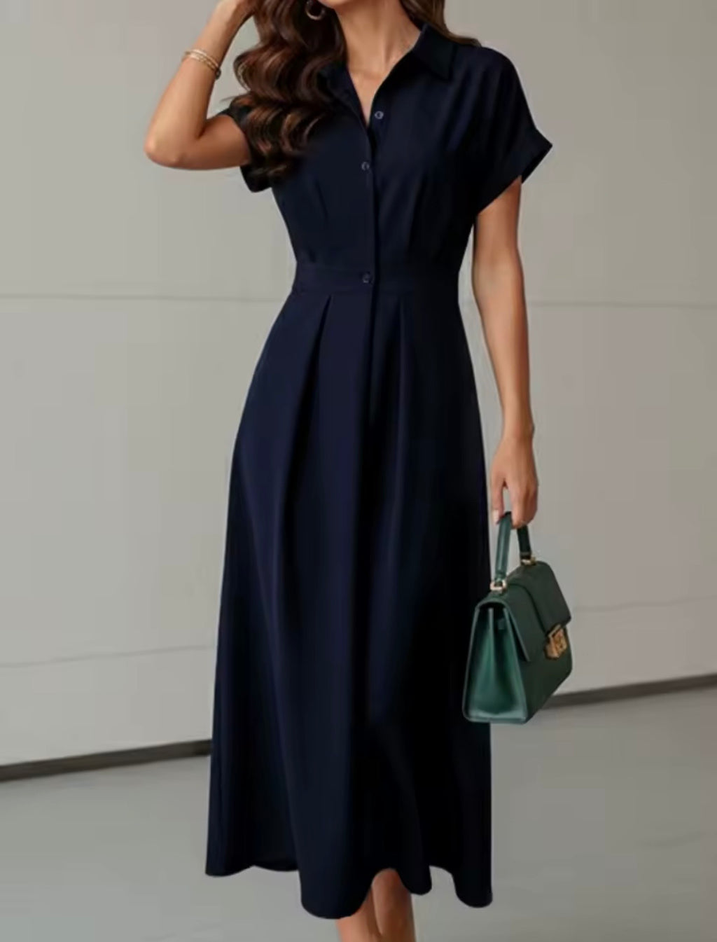 Amalfi Navy Blue Maxi Shirt Dress