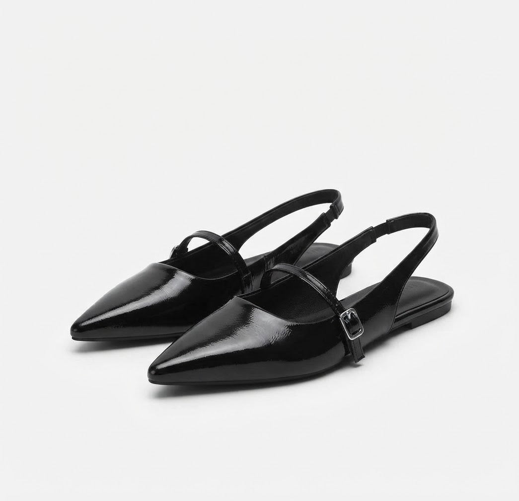 Paris Black Pointed-Toe Flat Shoes – Elegant Office Style