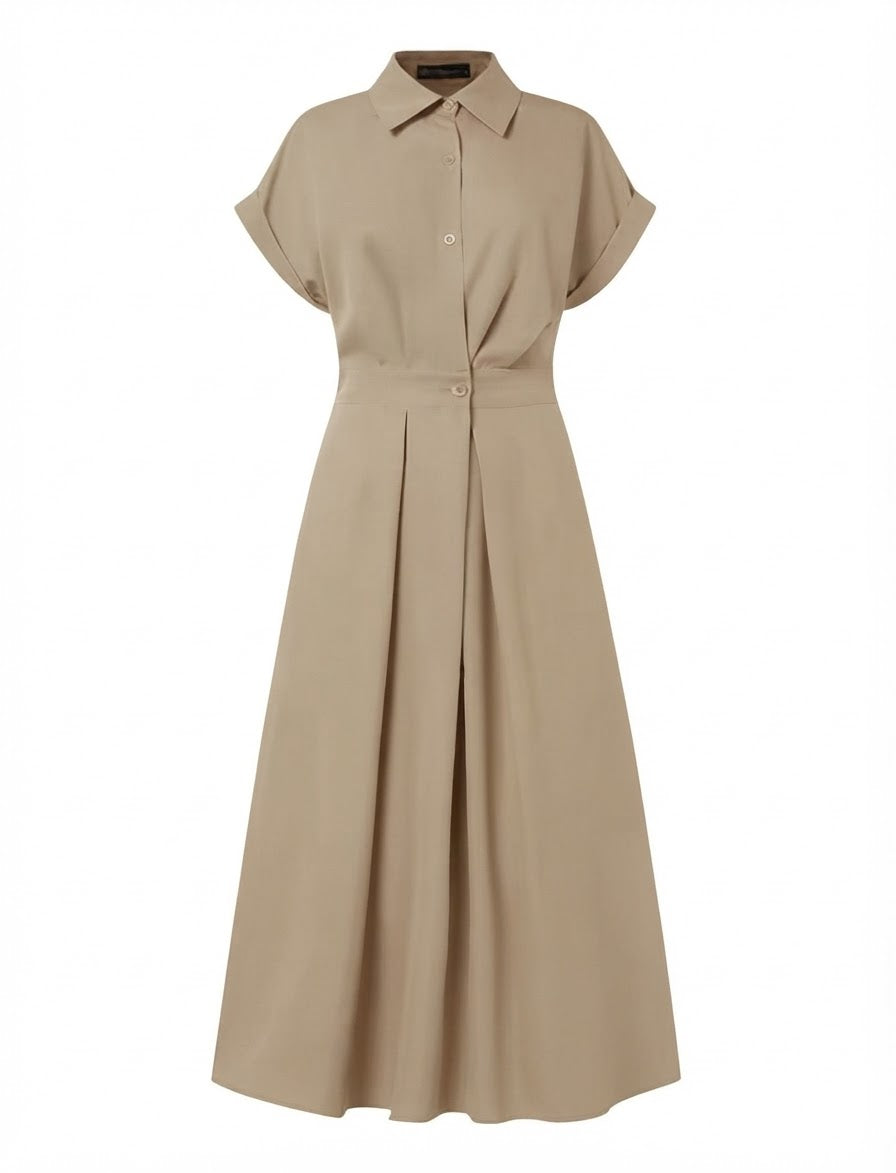 Amalfi Beige Maxi Shirt Dress