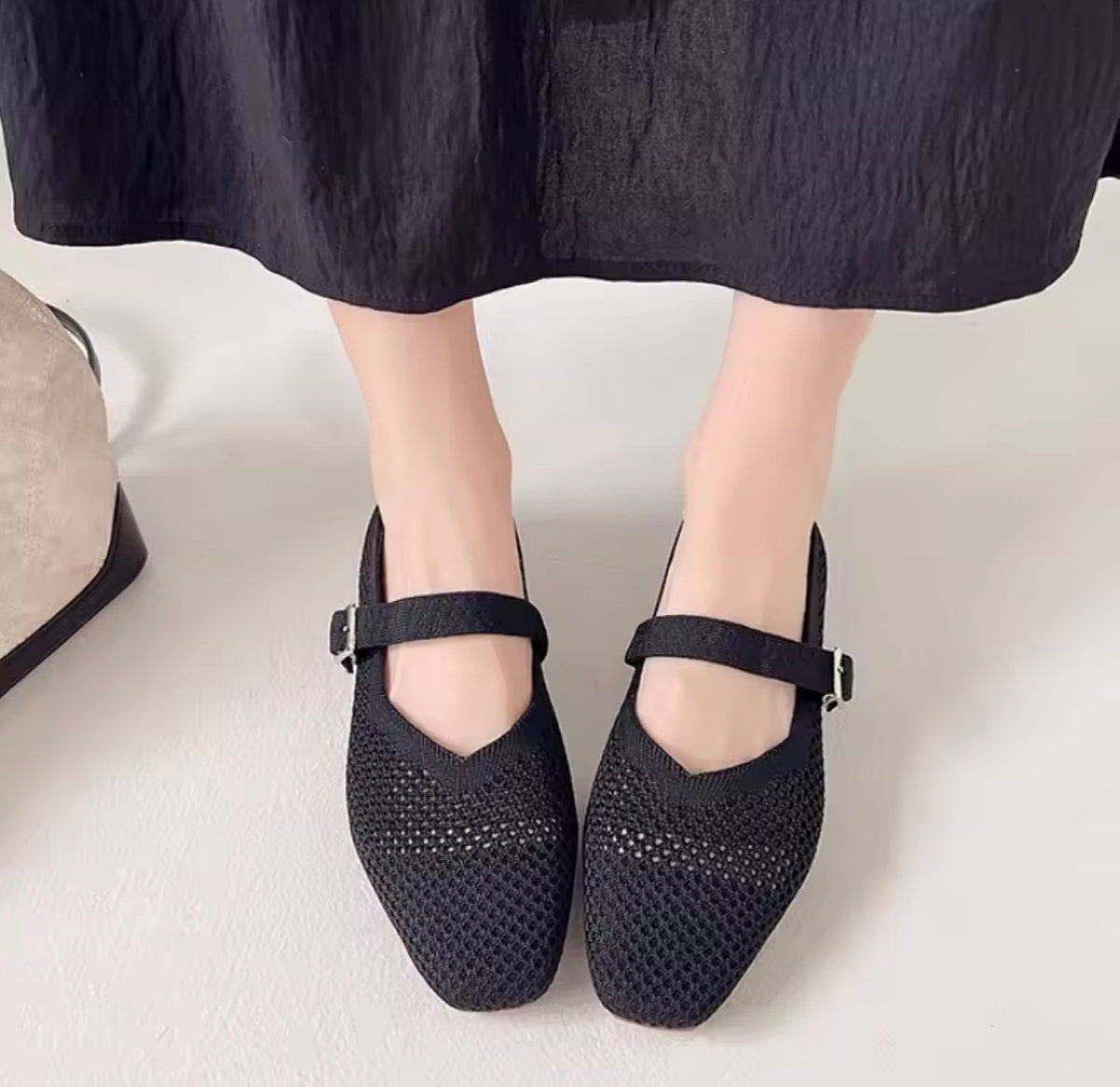 Milan Soft Black Fabric Ballet Flats – Minimalist Slip-On Shoes