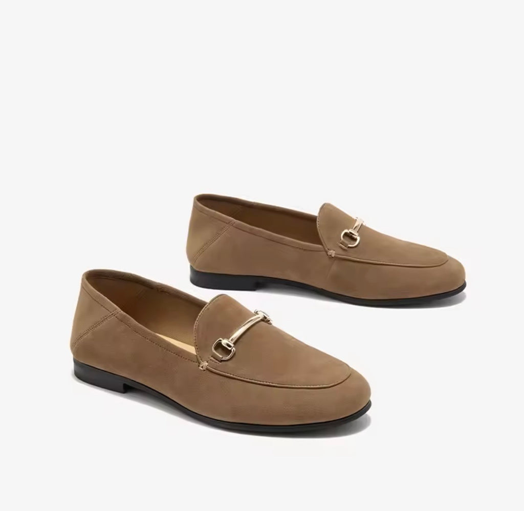 Florence Brown Corduroy Loafers – Classic Metal Detail