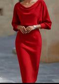 Amelia Red Long Sleeve Midi Dress
