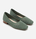 Alba Green Mesh Fabric Shoes – Low Heel