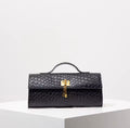 Monaco Black Croc-Effect Handbag – Structured Rectangular Bag