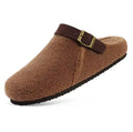 Brown Plush Clogs – Soft Textured Slip-On Shoes